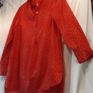 #25 - 👌Women's Ralph Lauren Pull on Red/Tan Blouse - sz Med.
